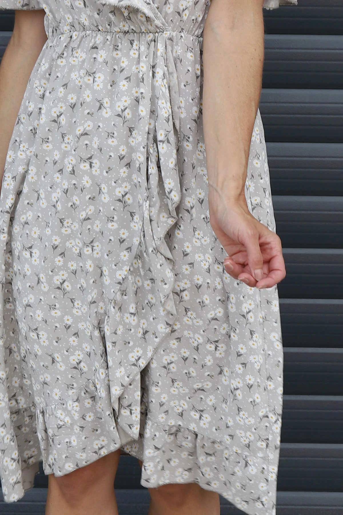 Etienne Floral Wrap Dress Mocha 5 Etienne Floral Wrap Dress Mocha - Image 3