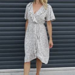 Etienne Floral Wrap Dress Mocha