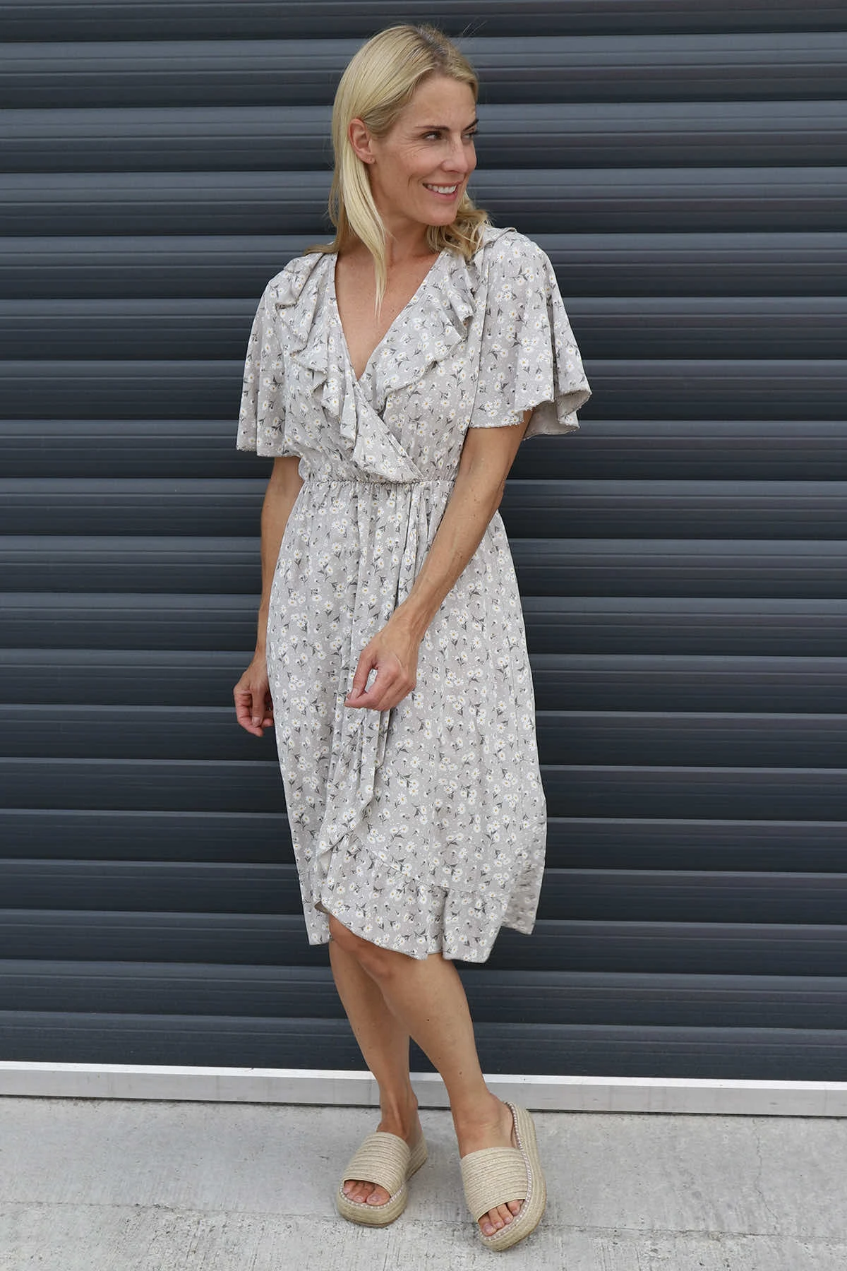 Etienne Floral Wrap Dress Mocha 4 Etienne Floral Wrap Dress Mocha - Image 2