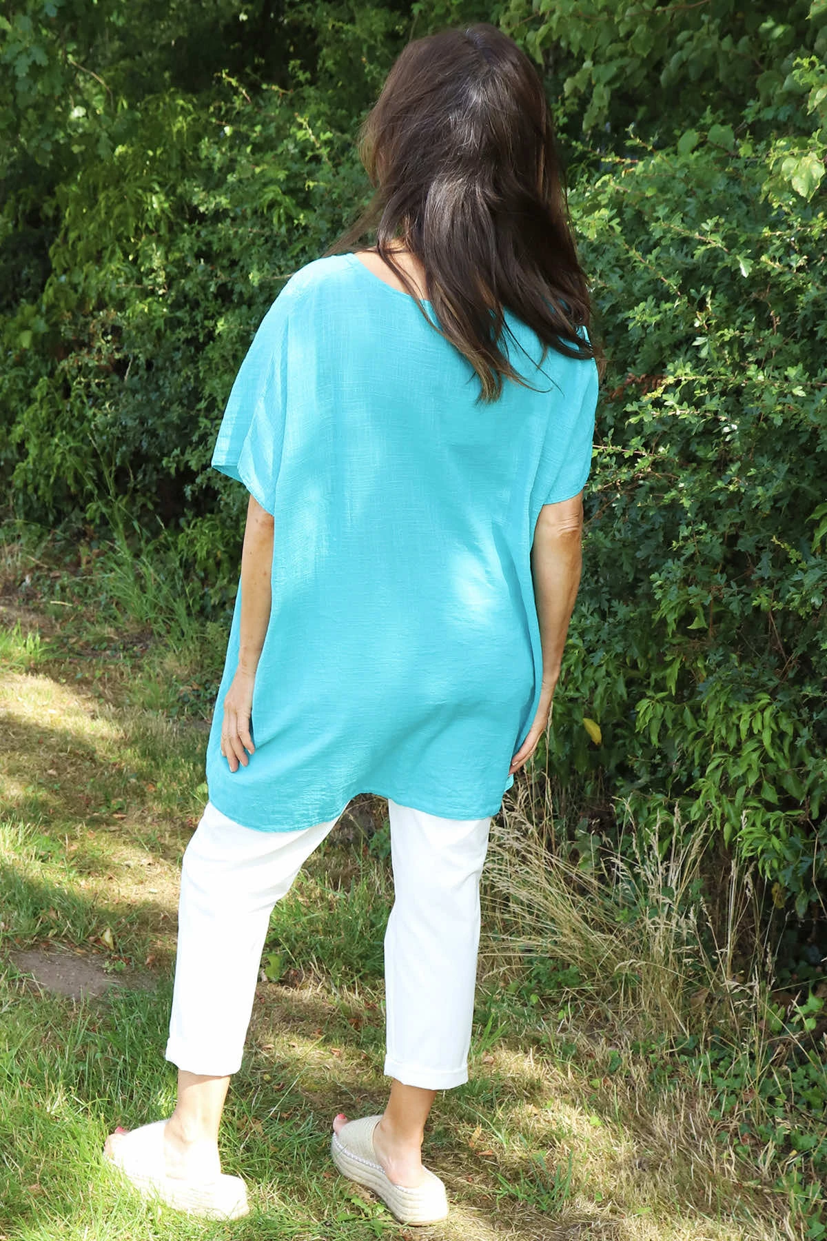 Gabriana Embroidered Cotton Top Aqua 6 Gabriana Embroidered Cotton Top Aqua - Image 4