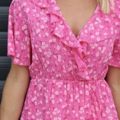 Etienne Floral Wrap Dress Fuchsia -Kitandkaboodal Store IMG 1426 533d5404 8314 4509 b1dd 33a2743da072