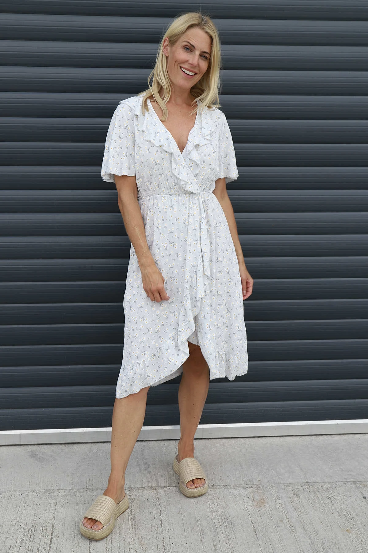 Etienne Floral Wrap Dress Grey 3 Etienne Floral Wrap Dress Grey