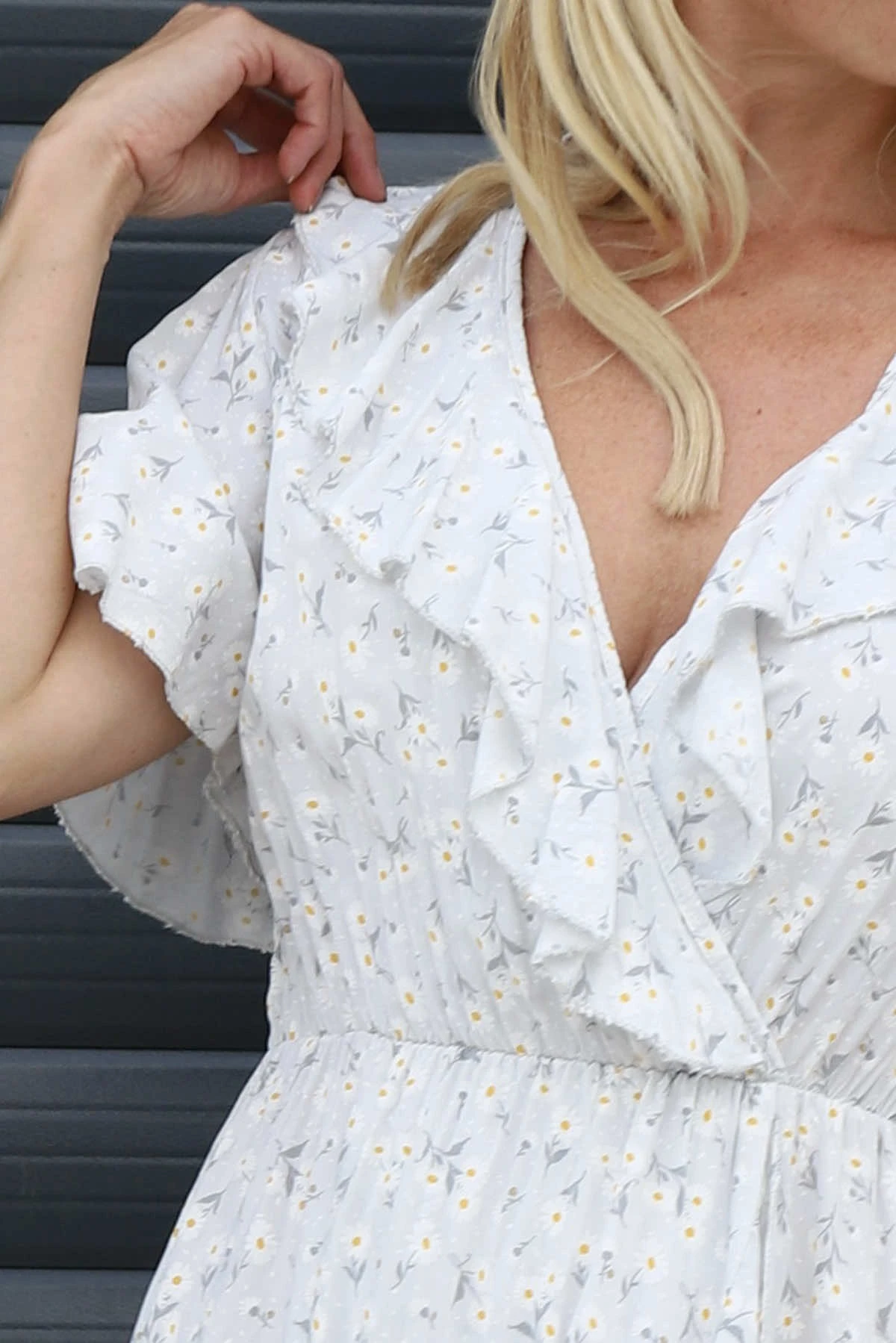 Etienne Floral Wrap Dress Grey 5 Etienne Floral Wrap Dress Grey - Image 3