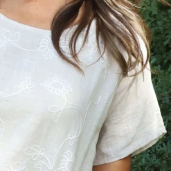 Gabriana Embroidered Cotton Top Stone -Kitandkaboodal Store IMG 1437 8e963aca 52b6 494f bc7a 8aa37018ed86