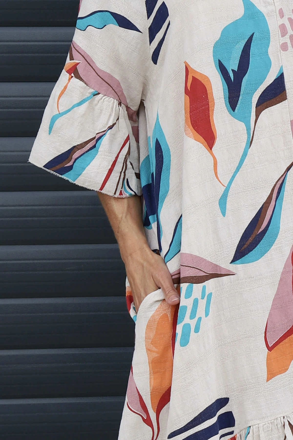 Capaci Print Cotton Dress Stone 5 Capaci Print Cotton Dress Stone - Image 3