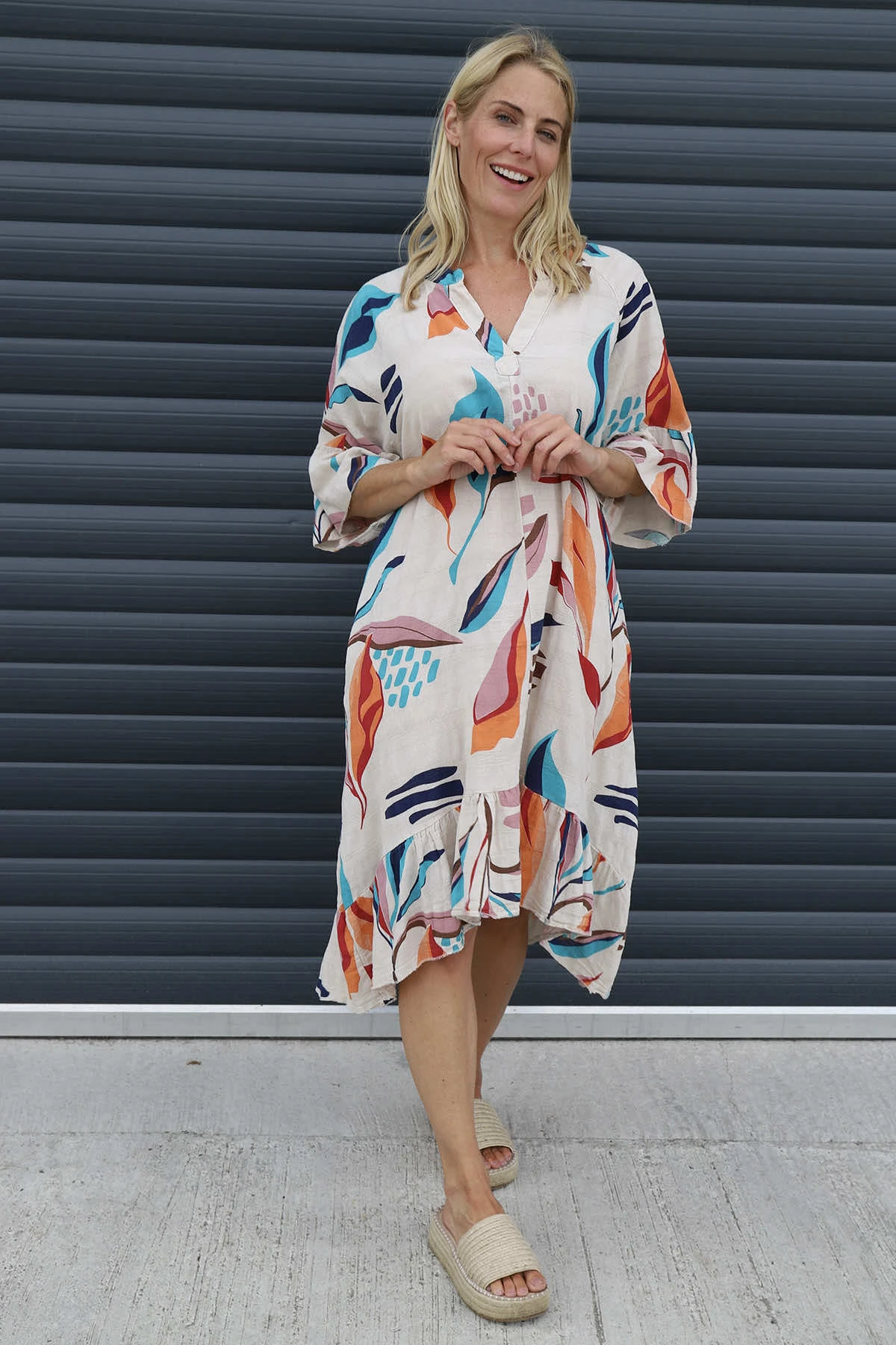 Capaci Print Cotton Dress Stone 4 Capaci Print Cotton Dress Stone - Image 2