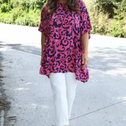 Luisette Print Top Fuchsia