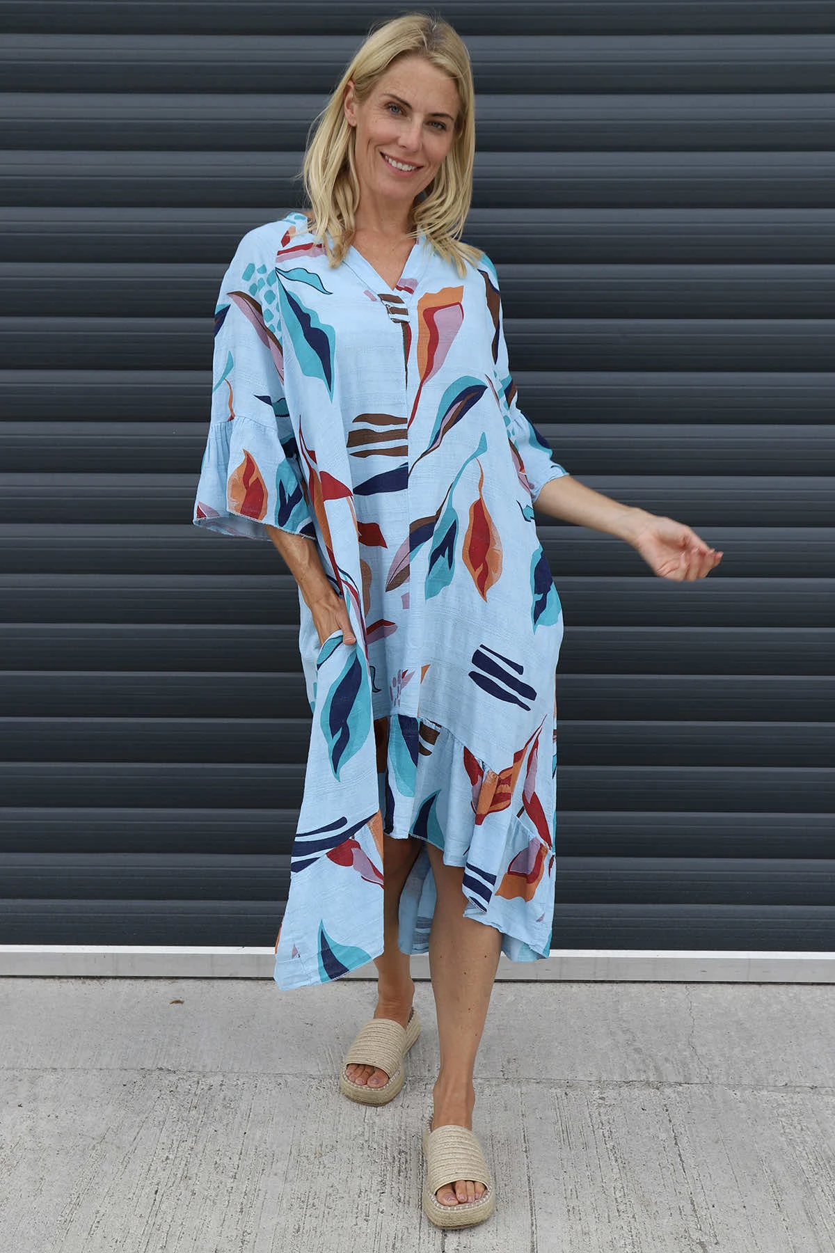 Capaci Print Cotton Dress Light Blue 4 Capaci Print Cotton Dress Light Blue - Image 2