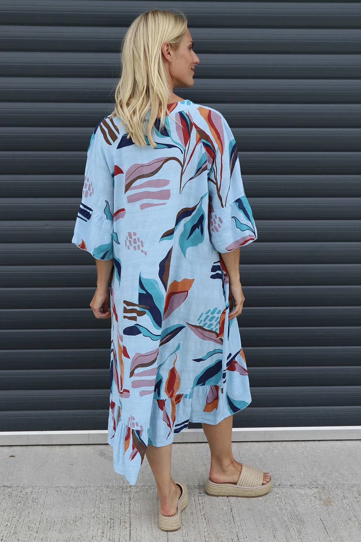 Capaci Print Cotton Dress Light Blue 6 Capaci Print Cotton Dress Light Blue - Image 4