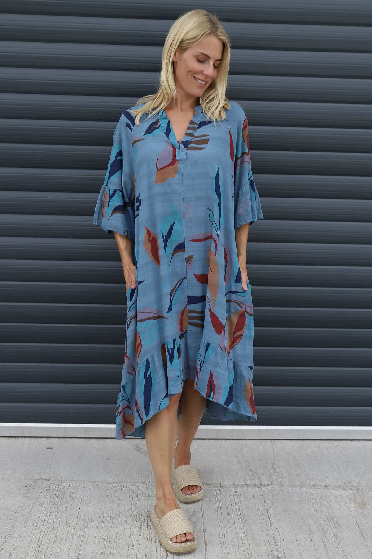 Capaci Print Cotton Dress Blue 3 Capaci Print Cotton Dress Blue