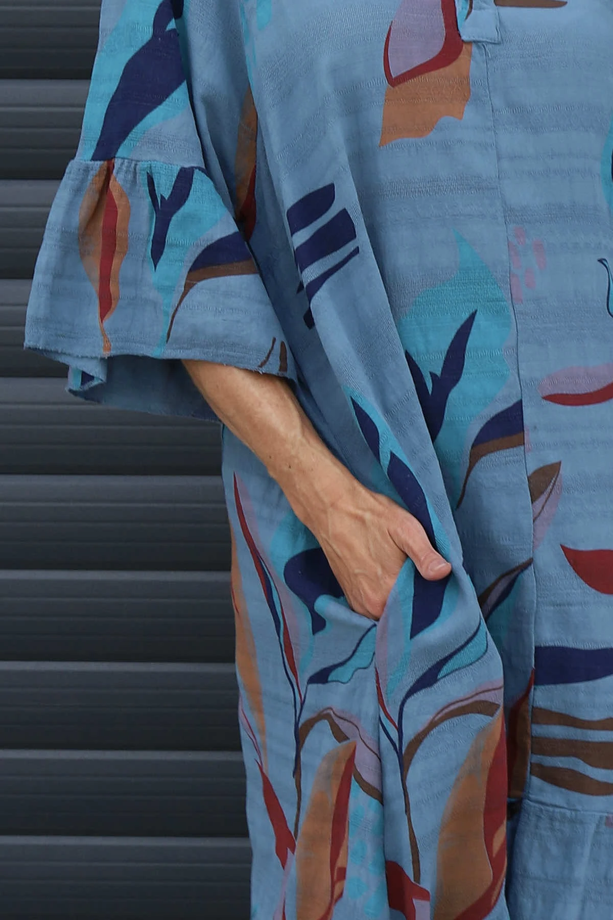 Capaci Print Cotton Dress Blue 5 Capaci Print Cotton Dress Blue - Image 3