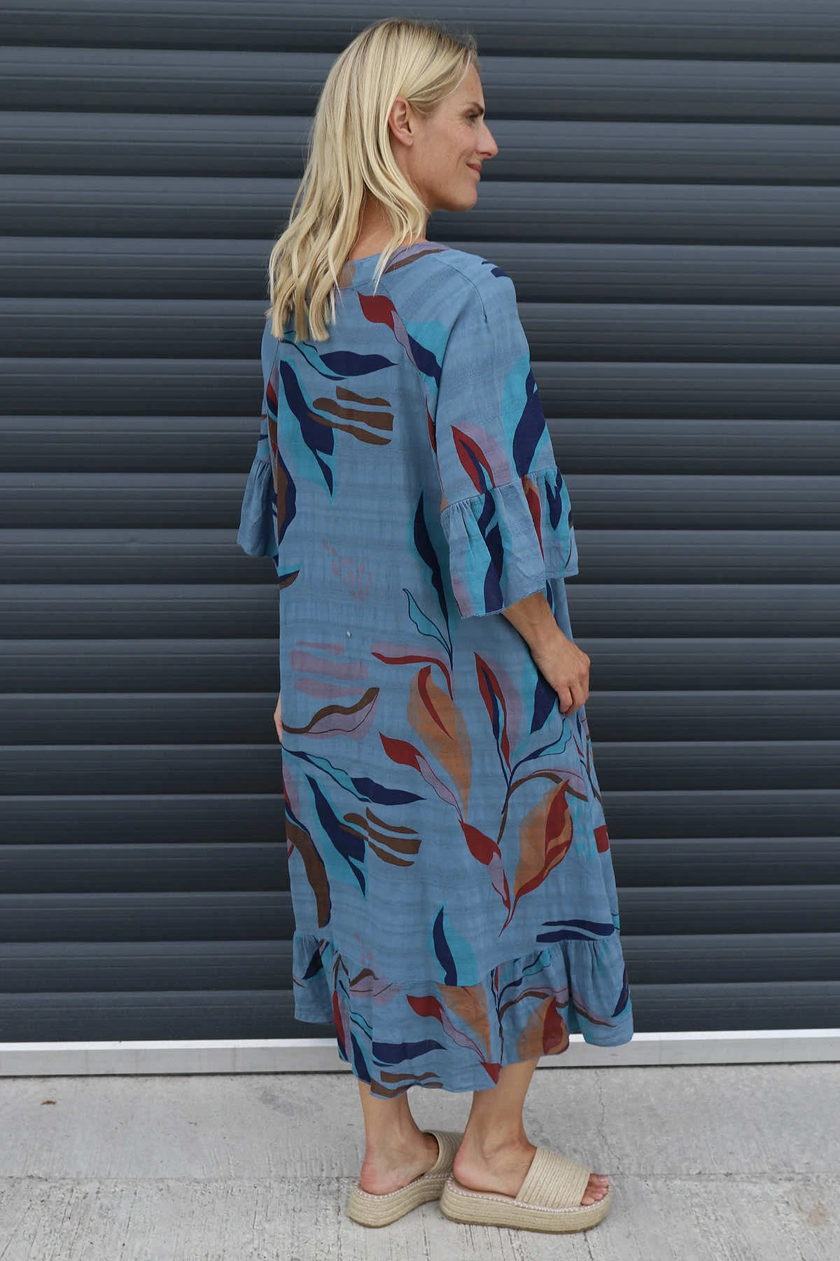 Capaci Print Cotton Dress Blue 6 Capaci Print Cotton Dress Blue - Image 4