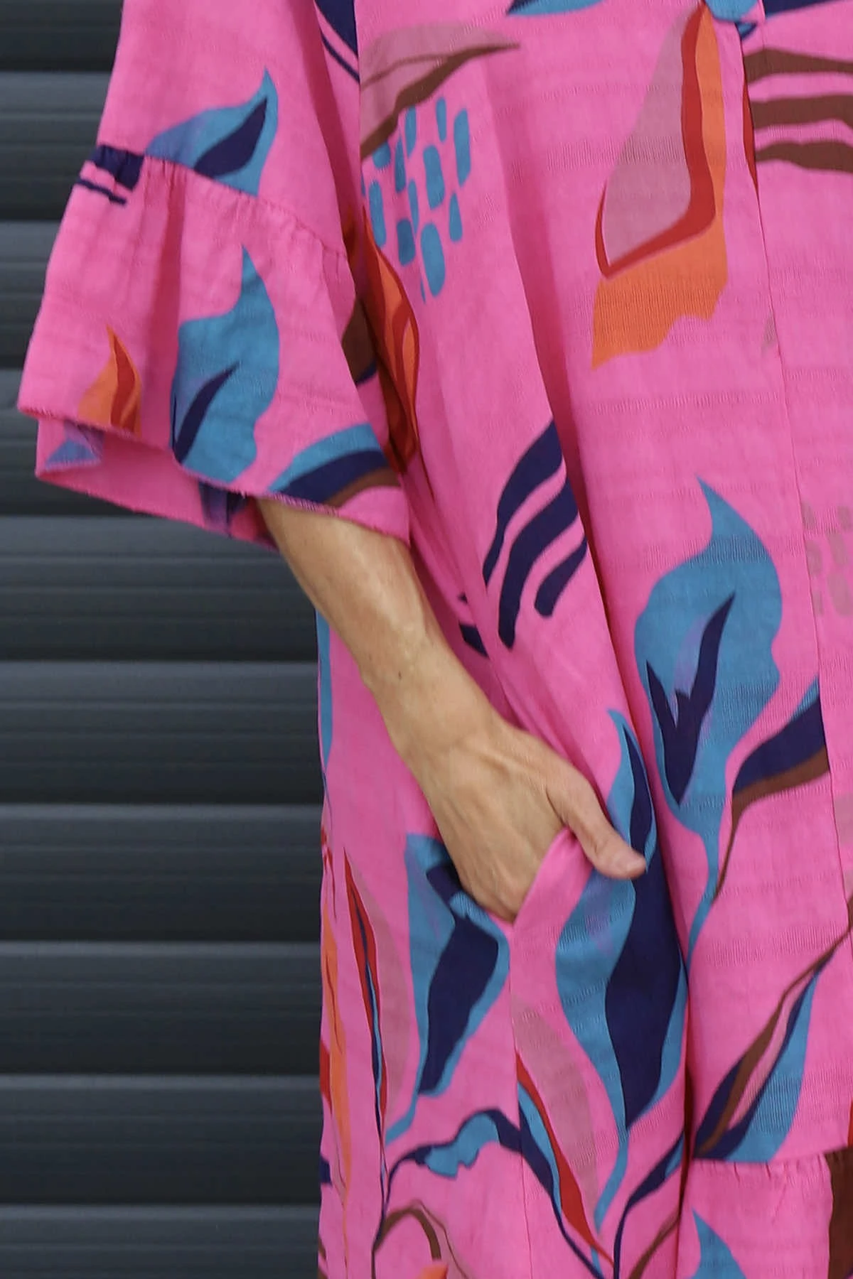 Capaci Print Cotton Dress Fuchsia 5 Capaci Print Cotton Dress Fuchsia - Image 3