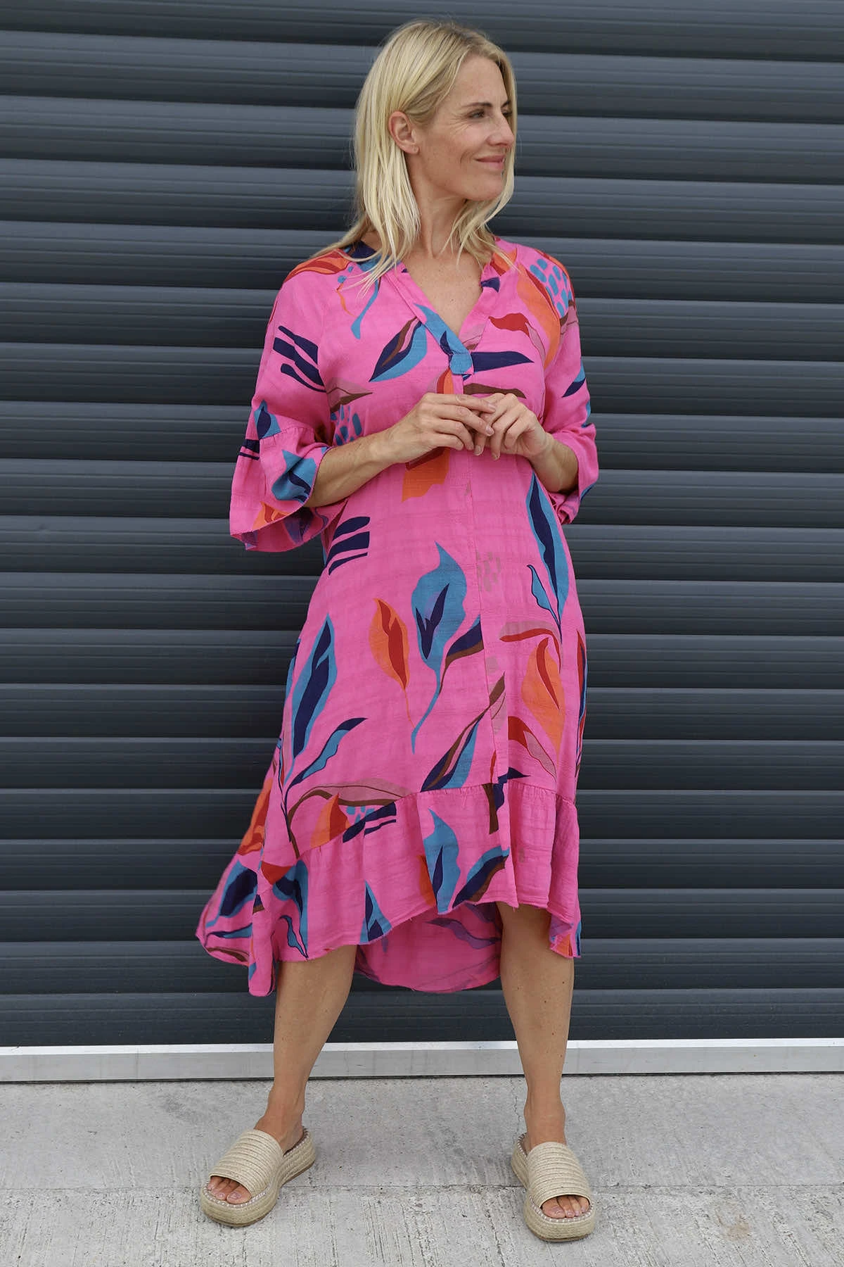 Capaci Print Cotton Dress Fuchsia 4 Capaci Print Cotton Dress Fuchsia - Image 2