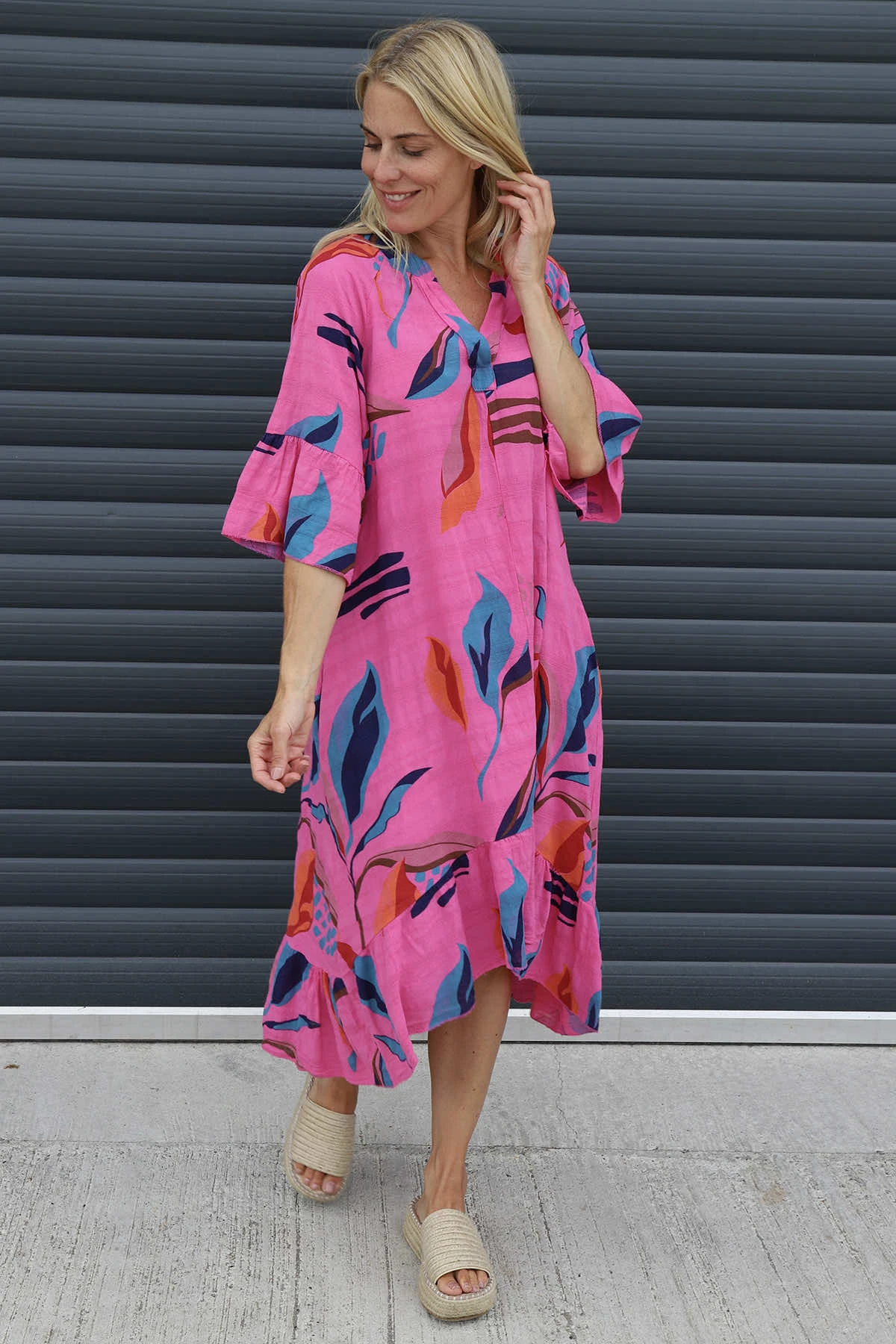 Capaci Print Cotton Dress Fuchsia 3 Capaci Print Cotton Dress Fuchsia