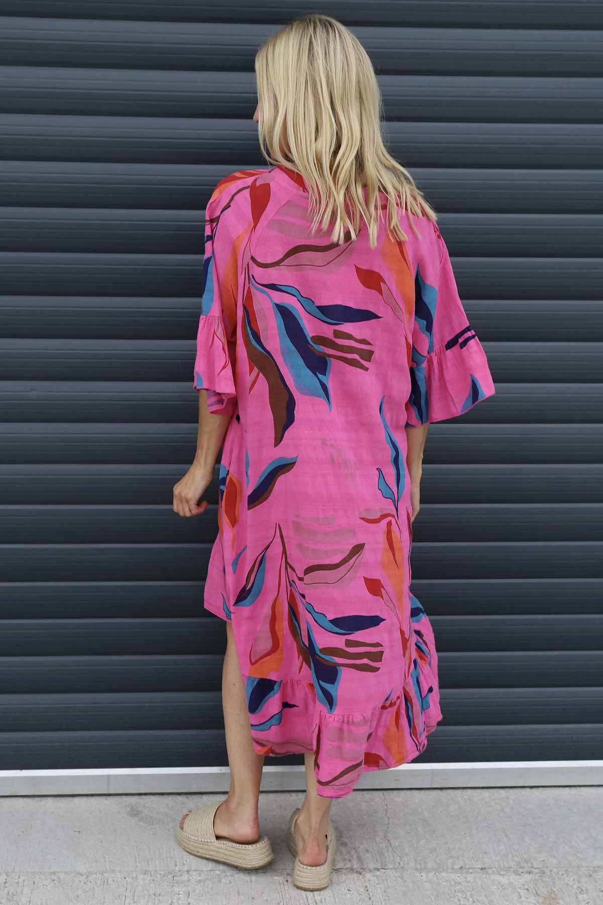 Capaci Print Cotton Dress Fuchsia 6 Capaci Print Cotton Dress Fuchsia - Image 4