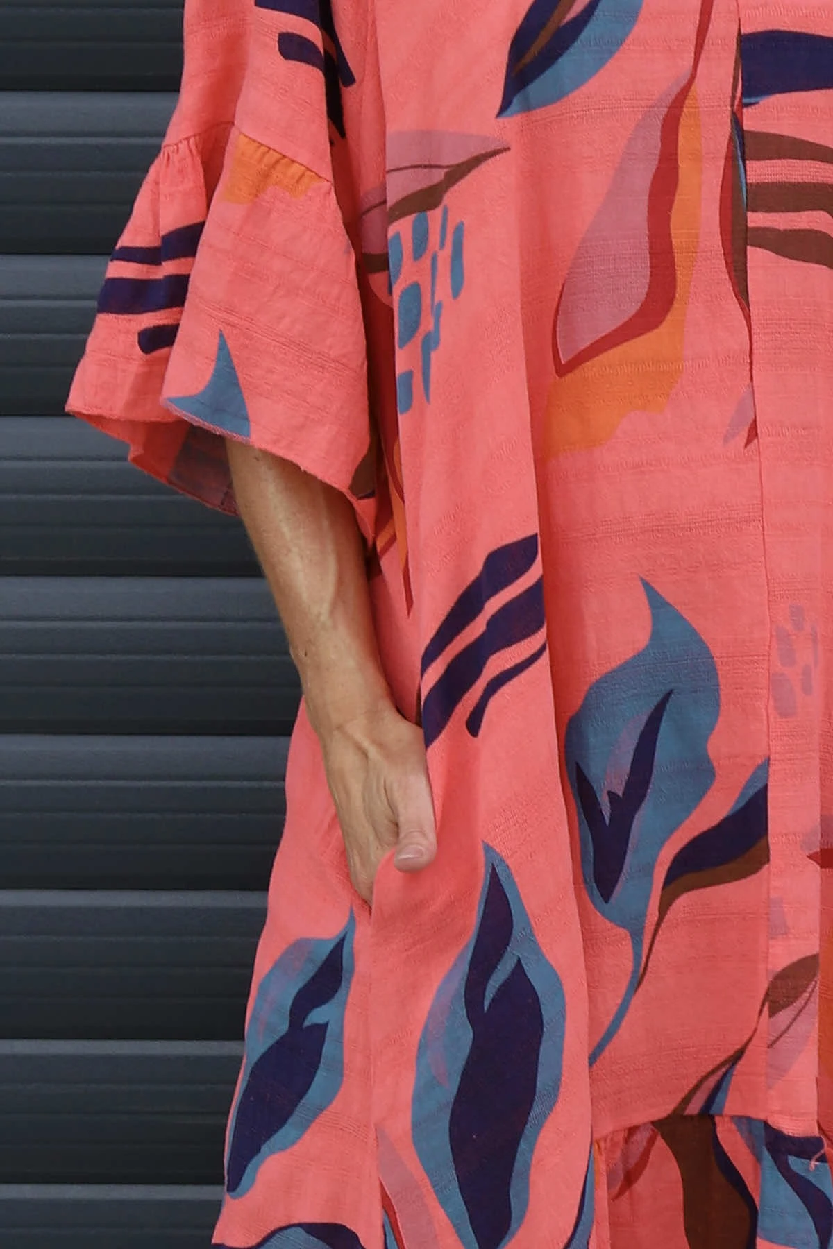 Capaci Print Cotton Dress Coral 5 Capaci Print Cotton Dress Coral - Image 3