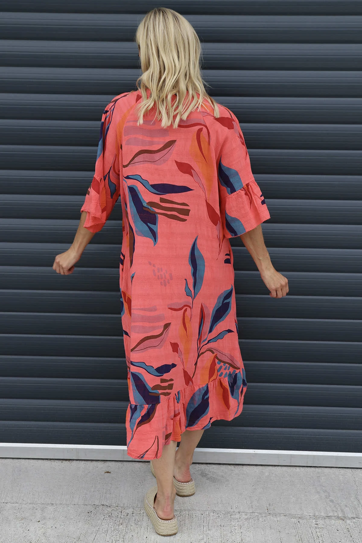 Capaci Print Cotton Dress Coral 6 Capaci Print Cotton Dress Coral - Image 4