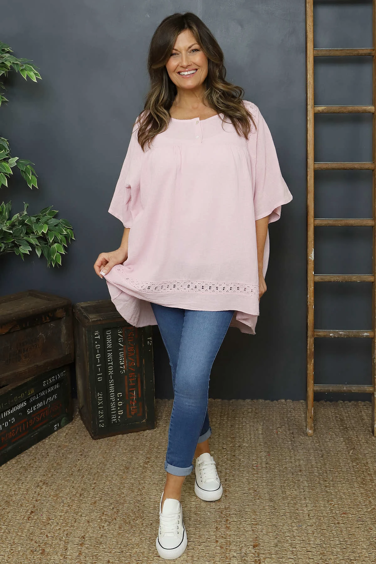 Ophira Smock Cotton Top Pink 3 Ophira Smock Cotton Top Pink