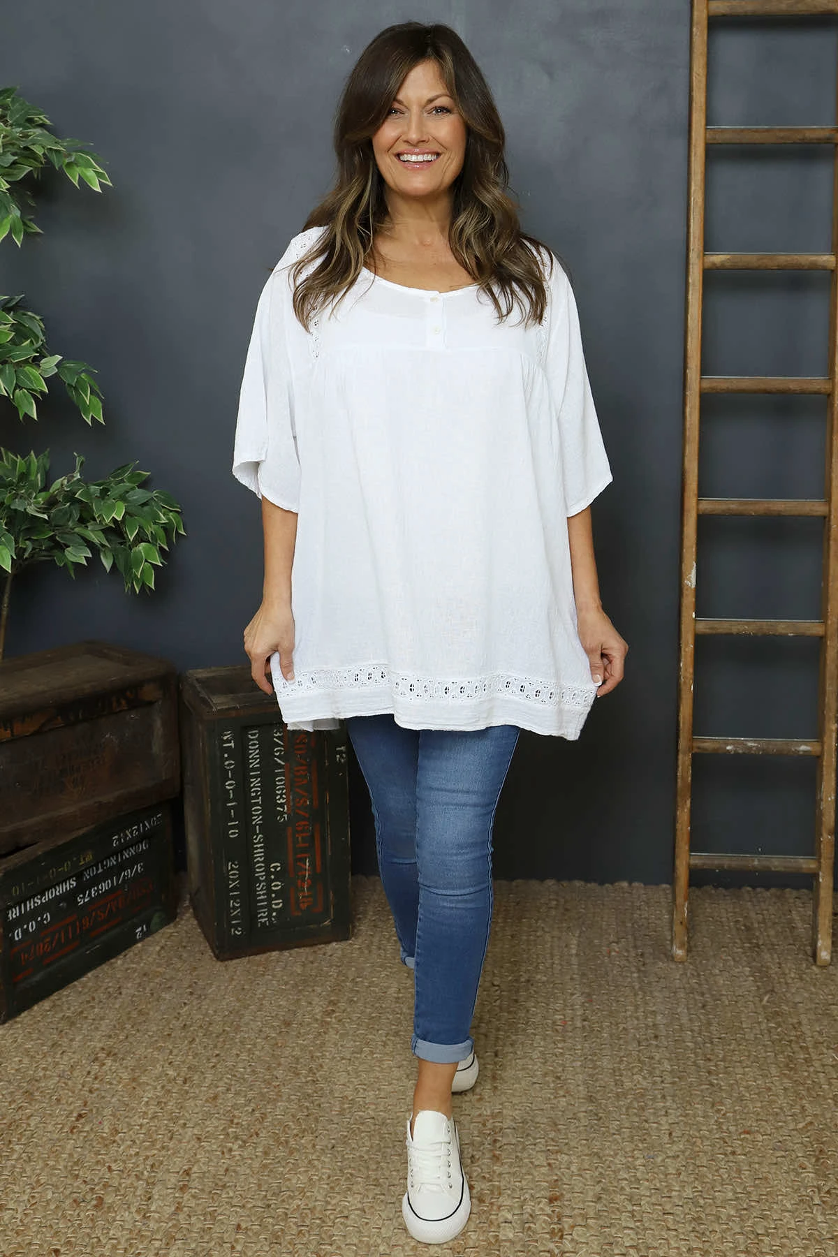 Ophira Smock Cotton Top White 3 Ophira Smock Cotton Top White