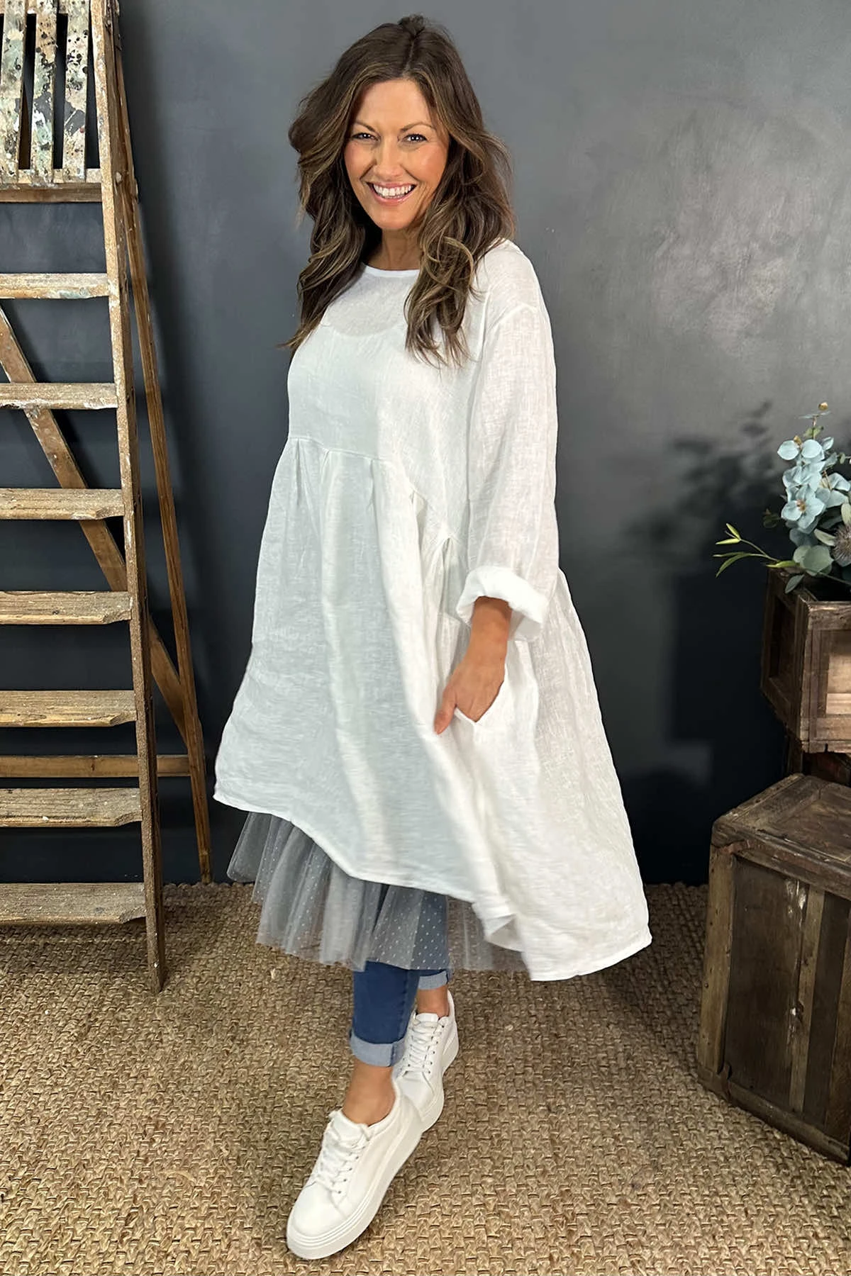 Zouch Linen Dress White 3 Zouch Linen Dress White