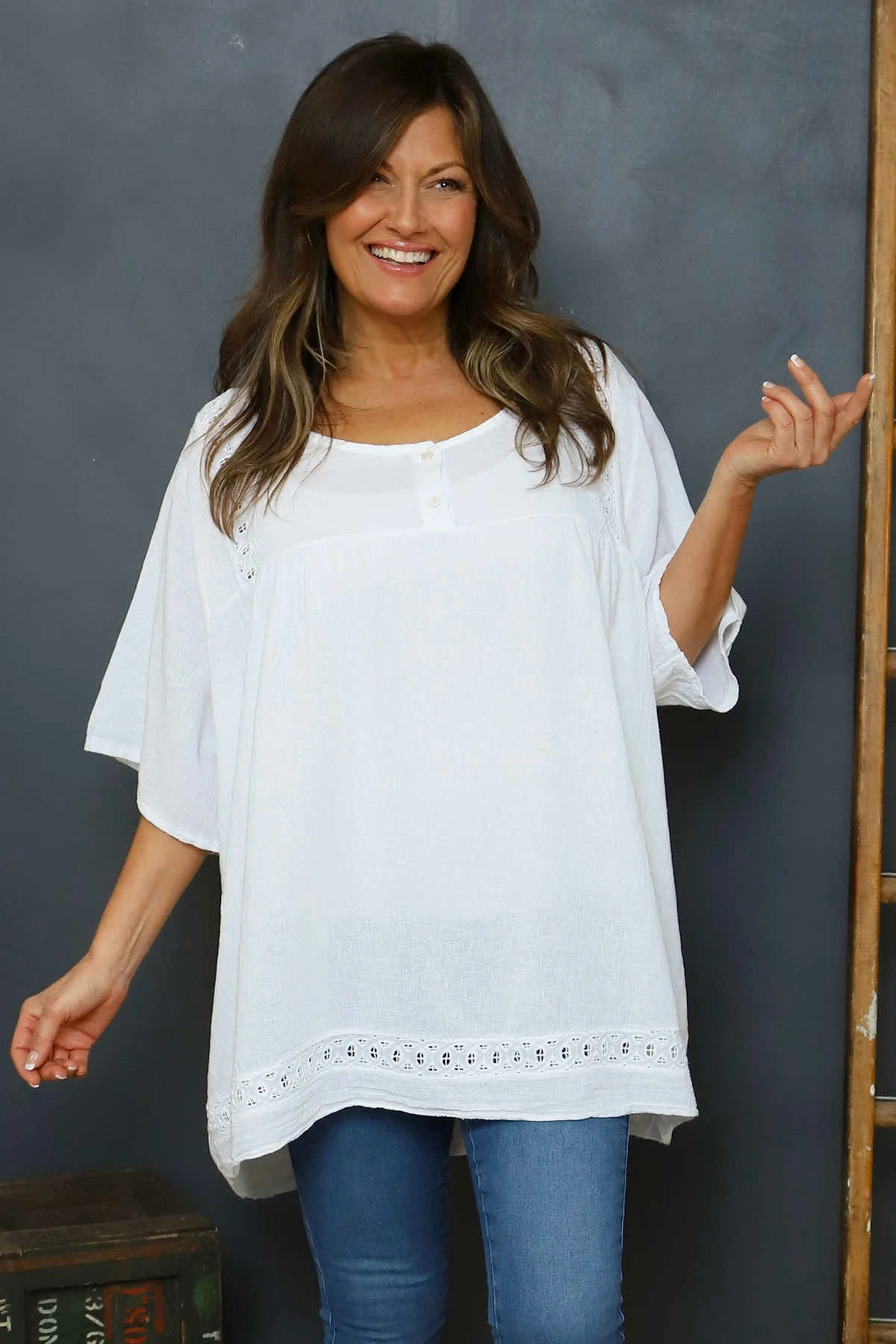 Ophira Smock Cotton Top White 4 Ophira Smock Cotton Top White - Image 2
