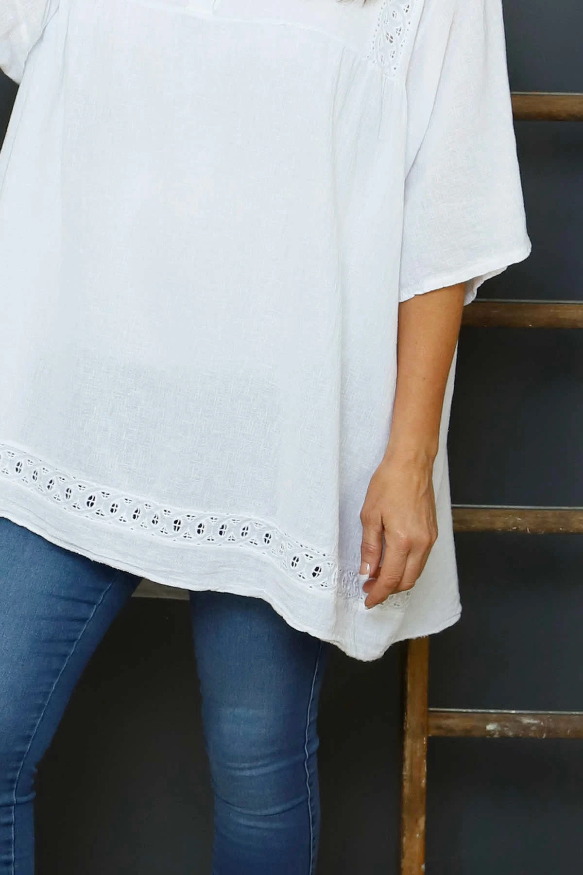 Ophira Smock Cotton Top White 5 Ophira Smock Cotton Top White - Image 3