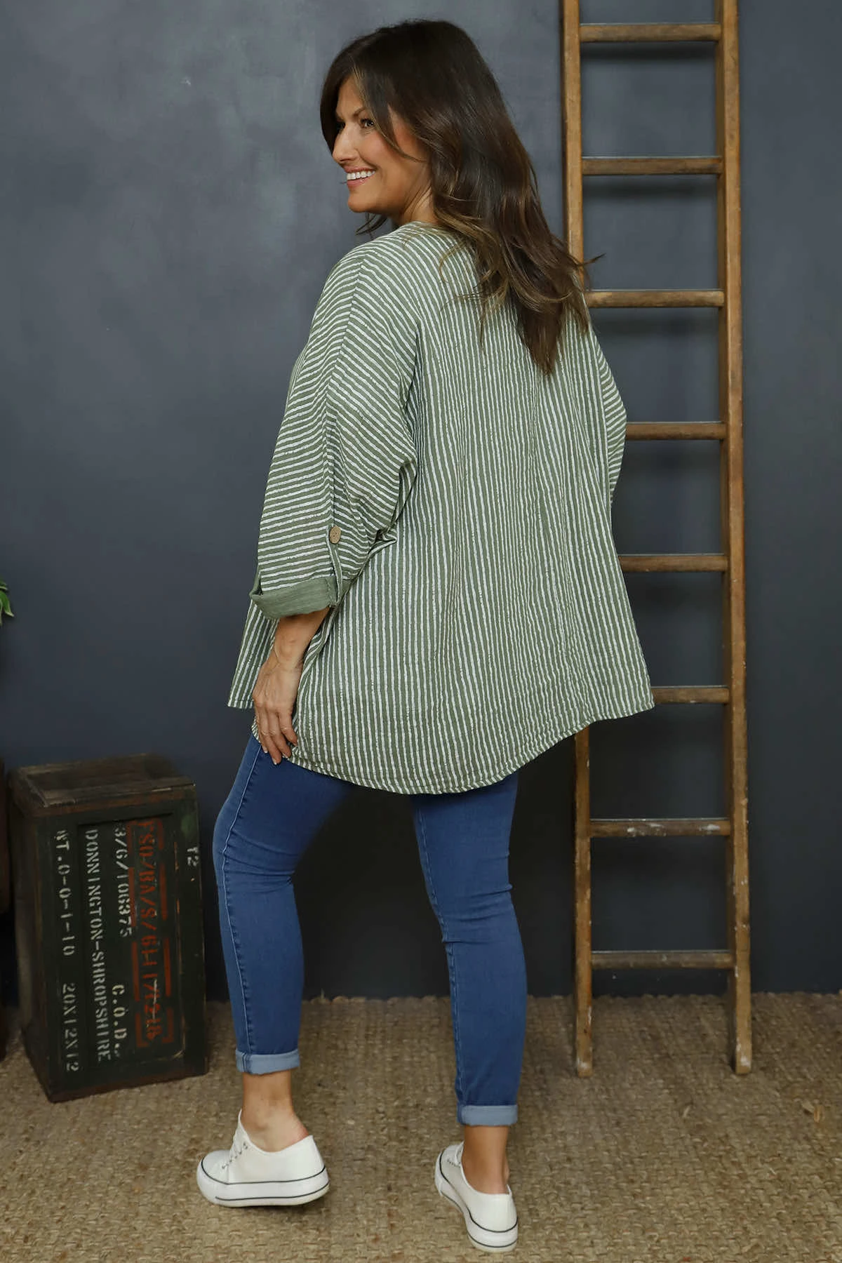 Carlota Stripe Linen Jacket Khaki 6 Carlota Stripe Linen Jacket Khaki - Image 4