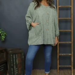 Carlota Stripe Linen Jacket Khaki