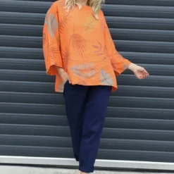Vicki Botanical Print Linen Top Orange 8 Vicki Botanical Print Linen Top Orange -Kitandkaboodal Store IMG 1596 9618635f 07c6 49c5 8c8e cef86f520ced