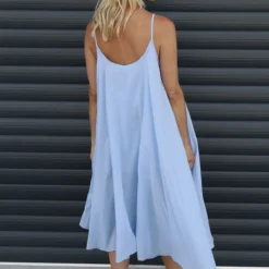 Khrysta Strap Cotton Dress Light Blue -Kitandkaboodal Store IMG 1597 12096f5a e160 4e7b 8547 90bbd4ea8472