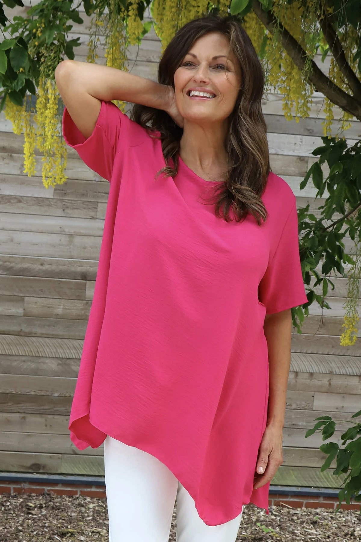 Loreleigh Dipped Side Top Fuchsia 3 Loreleigh Dipped Side Top Fuchsia