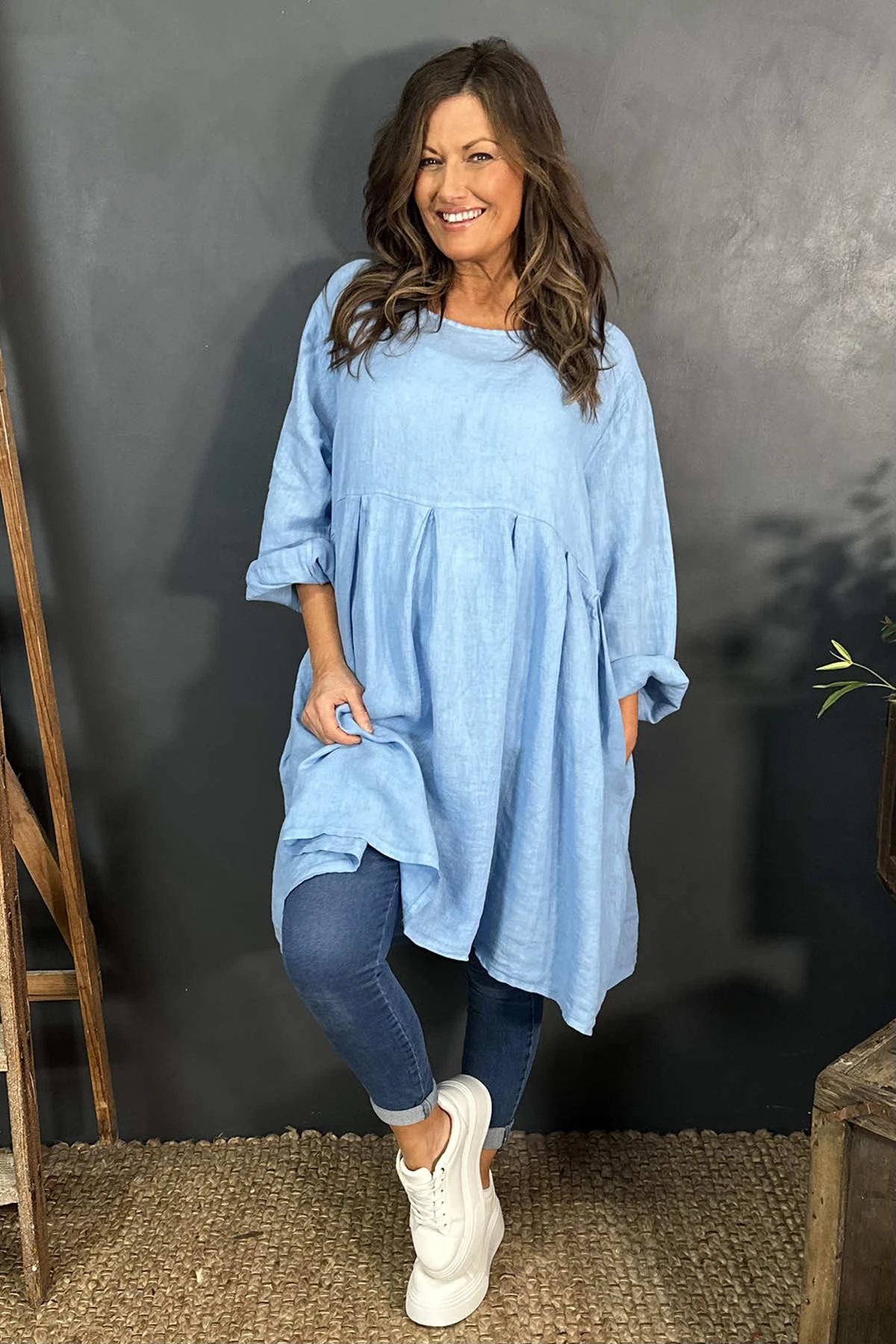 Zouch Linen Dress Powder Blue 4 Zouch Linen Dress Powder Blue - Image 2