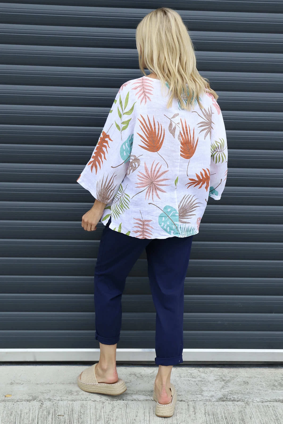 Vicki Botanical Print Linen Top White 6 Vicki Botanical Print Linen Top White - Image 4