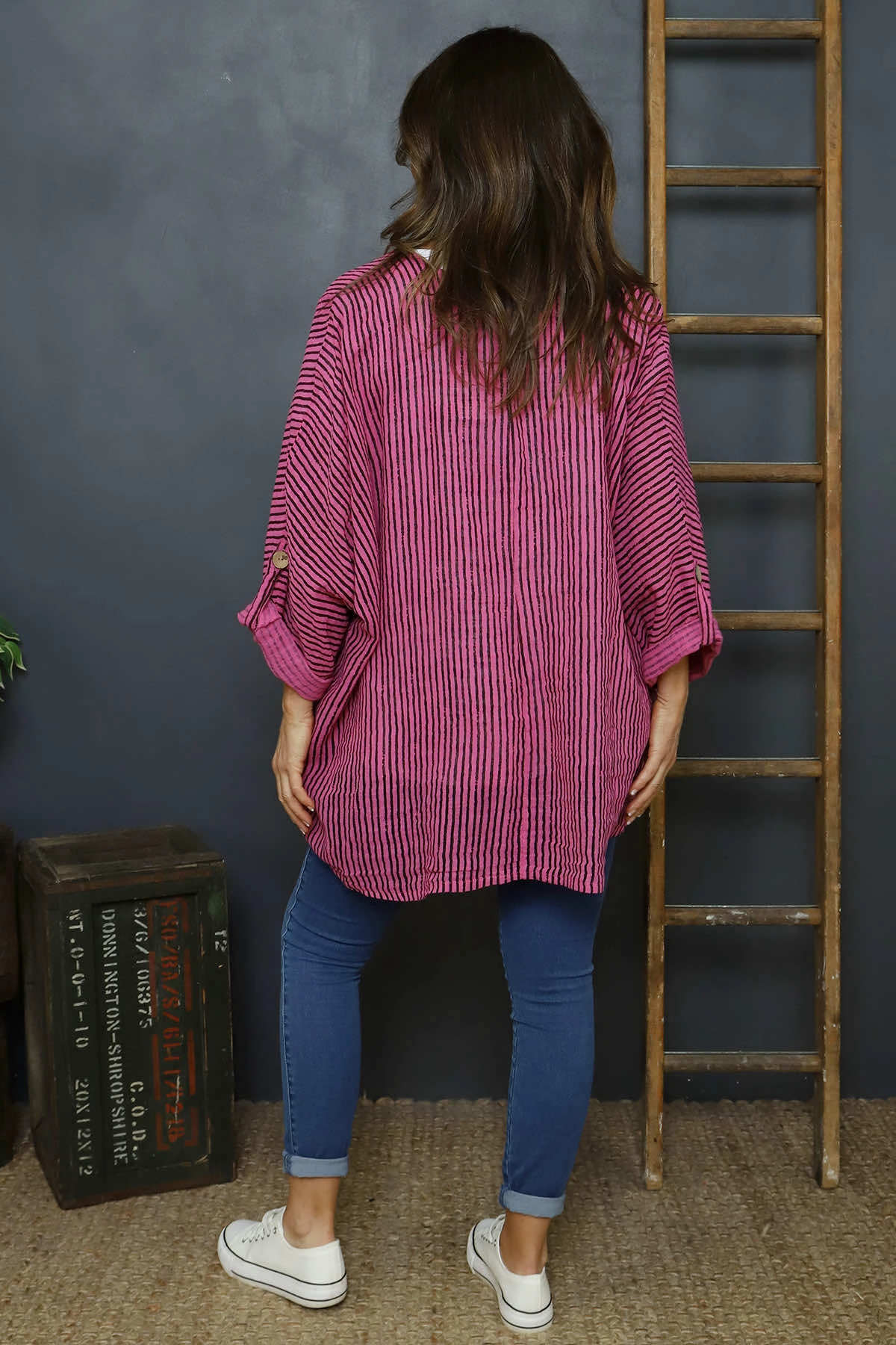 Carlota Stripe Linen Jacket Fuchsia 6 Carlota Stripe Linen Jacket Fuchsia - Image 4