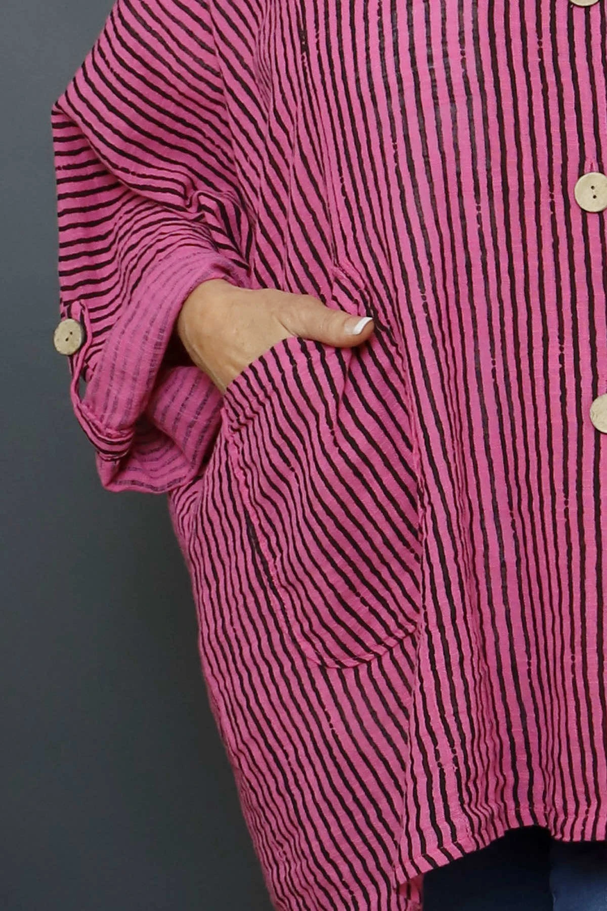 Carlota Stripe Linen Jacket Fuchsia 5 Carlota Stripe Linen Jacket Fuchsia - Image 3