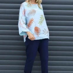 Vicki Botanical Print Linen Top Light Blue 8 Vicki Botanical Print Linen Top Light Blue -Kitandkaboodal Store IMG 1634 0359b0e6 9356 4c2e 96da c75c2aee3dfd