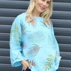Vicki Botanical Print Linen Top Kingfisher -Kitandkaboodal Store IMG 1658 4113550d 14a6 4898 8a3e b0fd1623772d