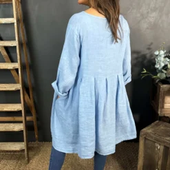 Zouch Linen Dress Powder Blue 9 Zouch Linen Dress Powder Blue -Kitandkaboodal Store IMG 1661 f6efb11b 6186 47f3 9402 7198656e9201