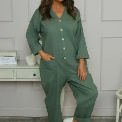 Paulton Linen Boilersuit Khaki