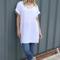 Letitia V-Neck Cotton Tunic White