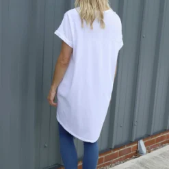 Letitia V-Neck Cotton Tunic White -Kitandkaboodal Store IMG 1706 a7341a6e f94e 4898 9511 70608e12a7ce