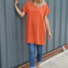 Letitia V-Neck Cotton Tunic Orange 2 Letitia V-Neck Cotton Tunic Orange -Kitandkaboodal Store IMG 1722 f5a06eea f3a9 461f aa79 bfc82502a3b3