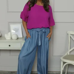 Astoria Wide Leg Trousers Mid Denim