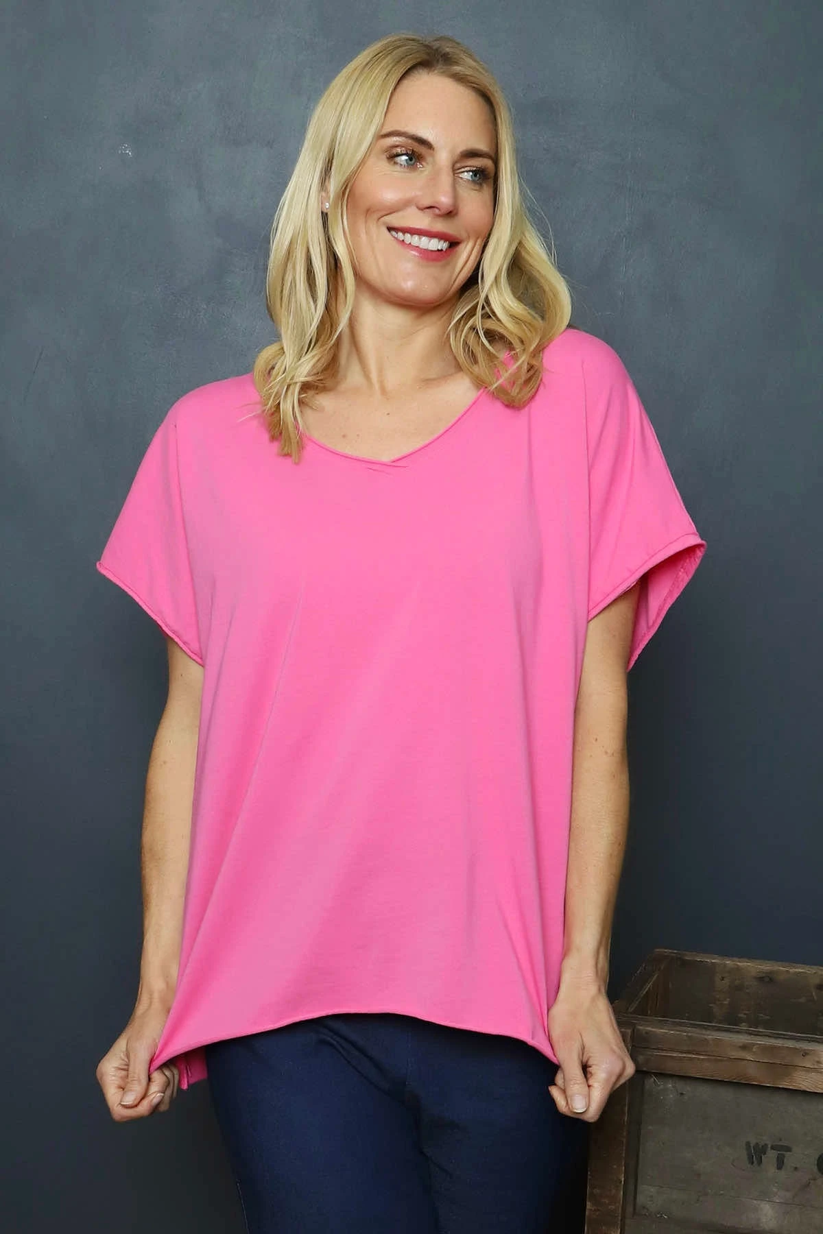 Tova V-Neck Cotton Top Fuchsia 2 Tova V-Neck Cotton Top Fuchsia