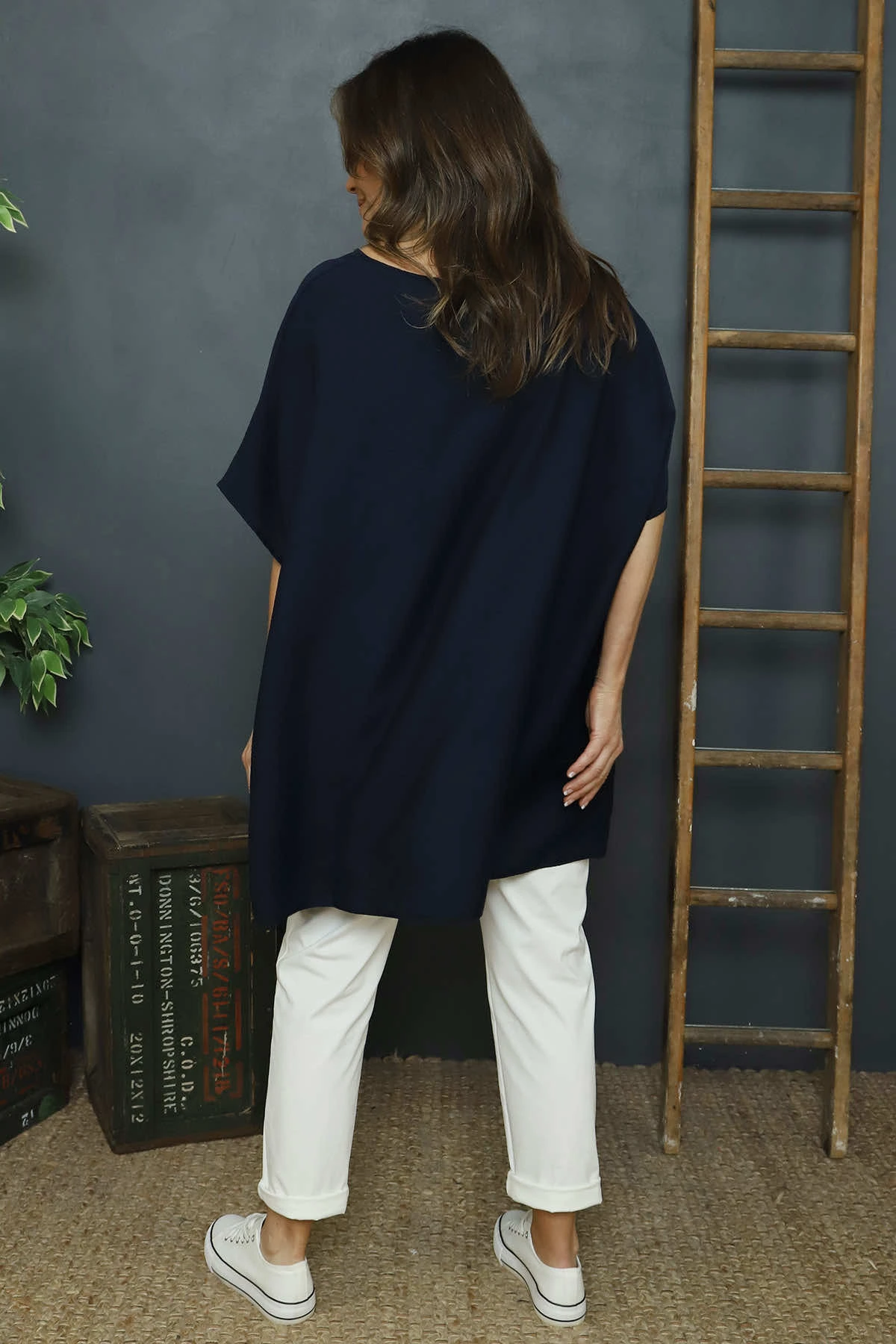 Lotus Button Top Navy 6 Lotus Button Top Navy - Image 4