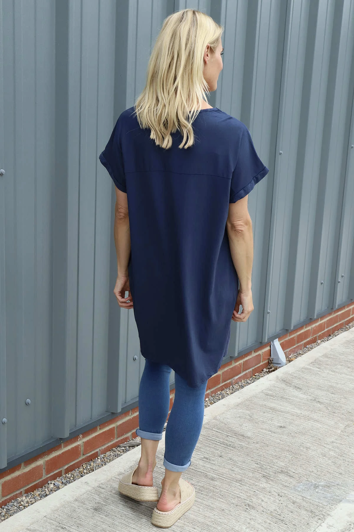 Letitia V-Neck Cotton Tunic Navy 6 Letitia V-Neck Cotton Tunic Navy - Image 4
