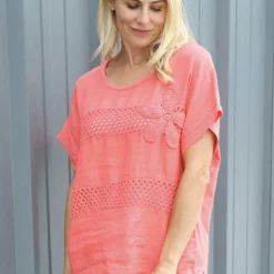 Jana Crochet Detail Cotton Top Coral -Kitandkaboodal Store IMG 1802 5147771d 50e0 4608 8b9d 5f093c4261a7