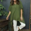 Lotus Button Top Khaki