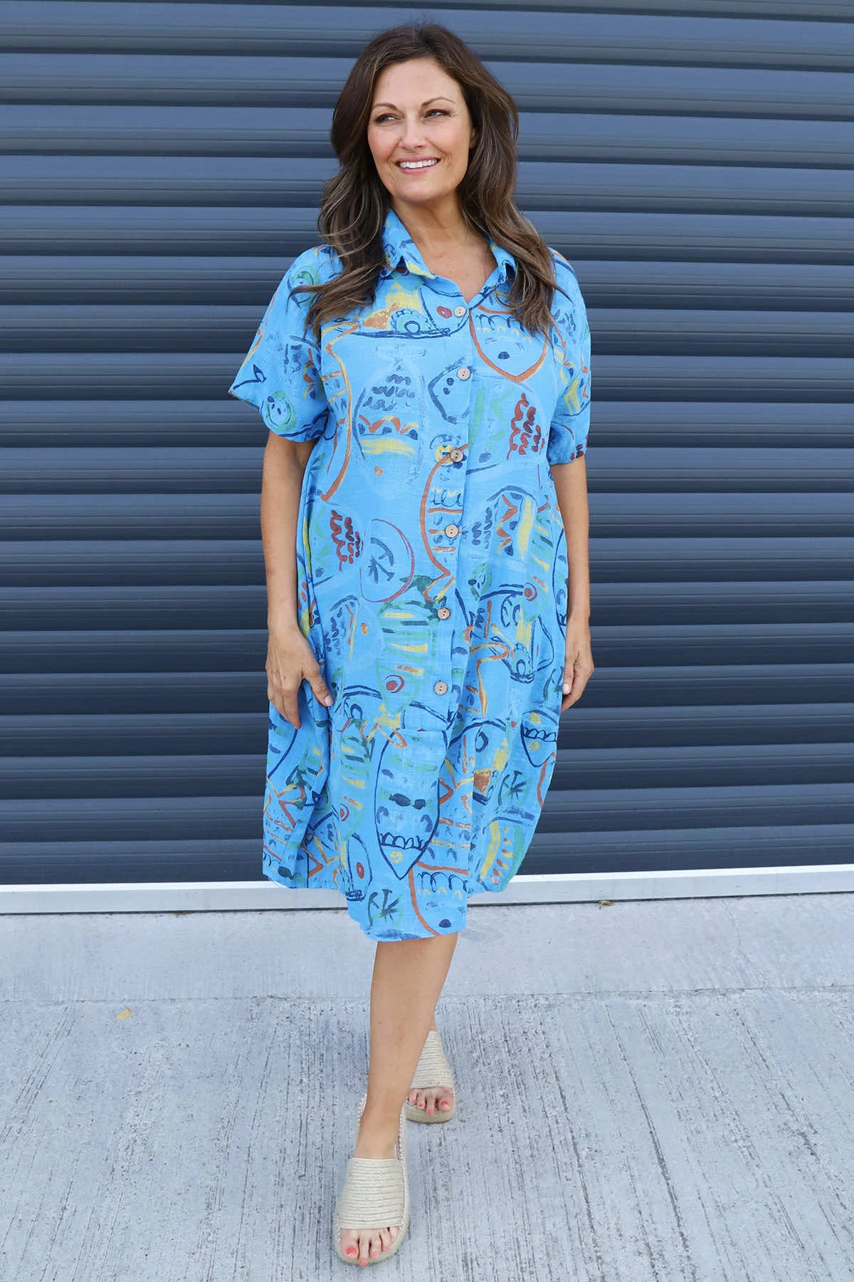 Naida Print Button Tunic Kingfisher 3 Naida Print Button Tunic Kingfisher